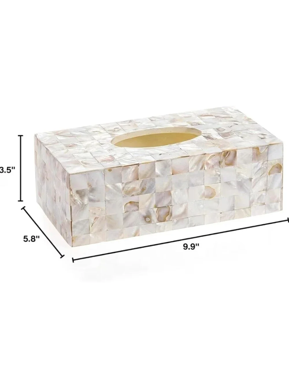 Milano NWT Mother Of Pearl Mosaic Rectagular Tissue Box Cover In Cream/Brown
